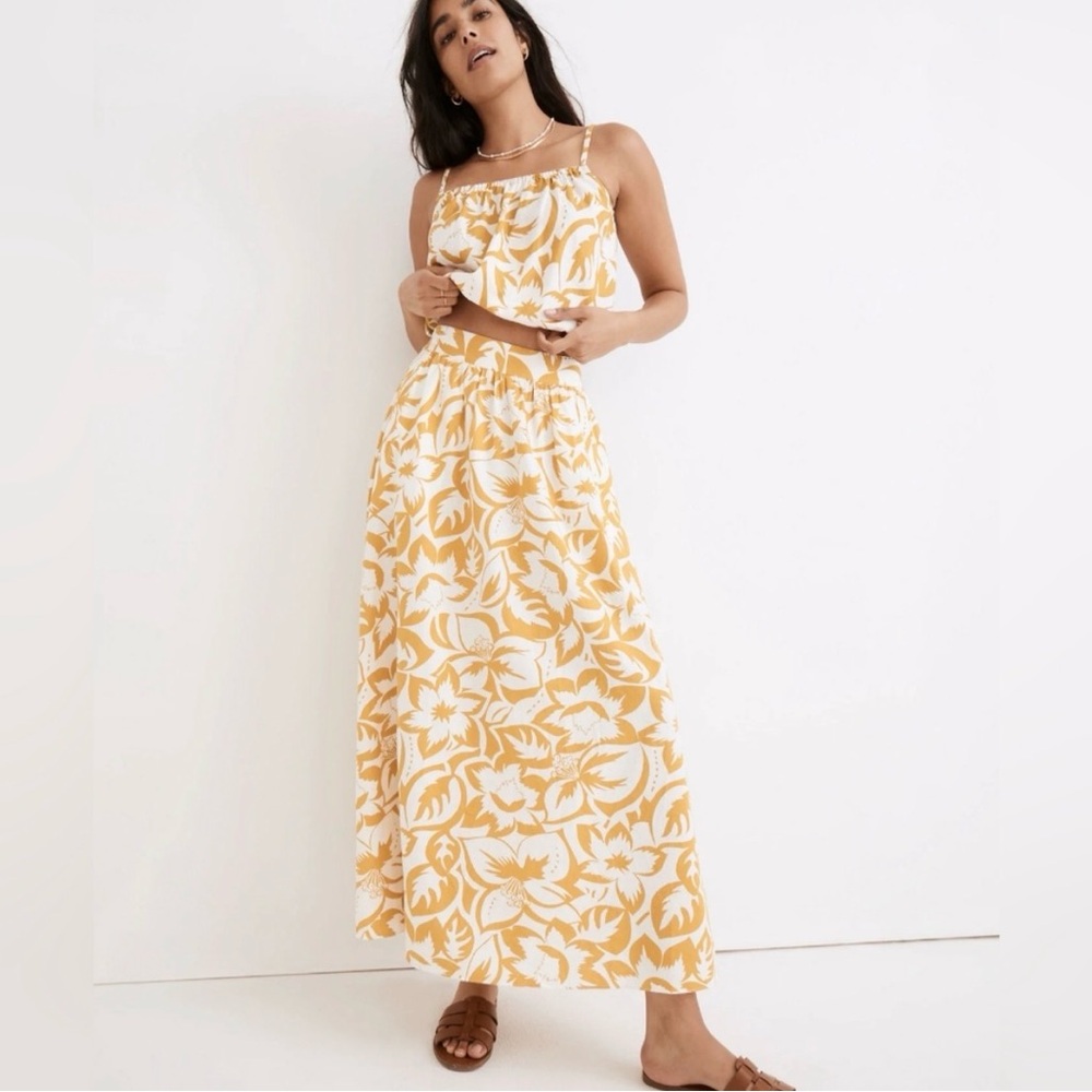 Madewell Linen Blend, 2 toned MAXI floral skirt with deep pockets (NWOT)